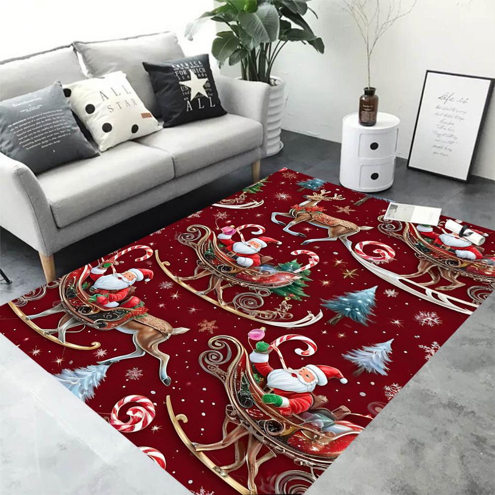 Christmas Elk Dwarf Carpet Living Room Home Decoration Large Area Carpet Bedroom Floor Carpet Anti Slip Easy To Wash Mat