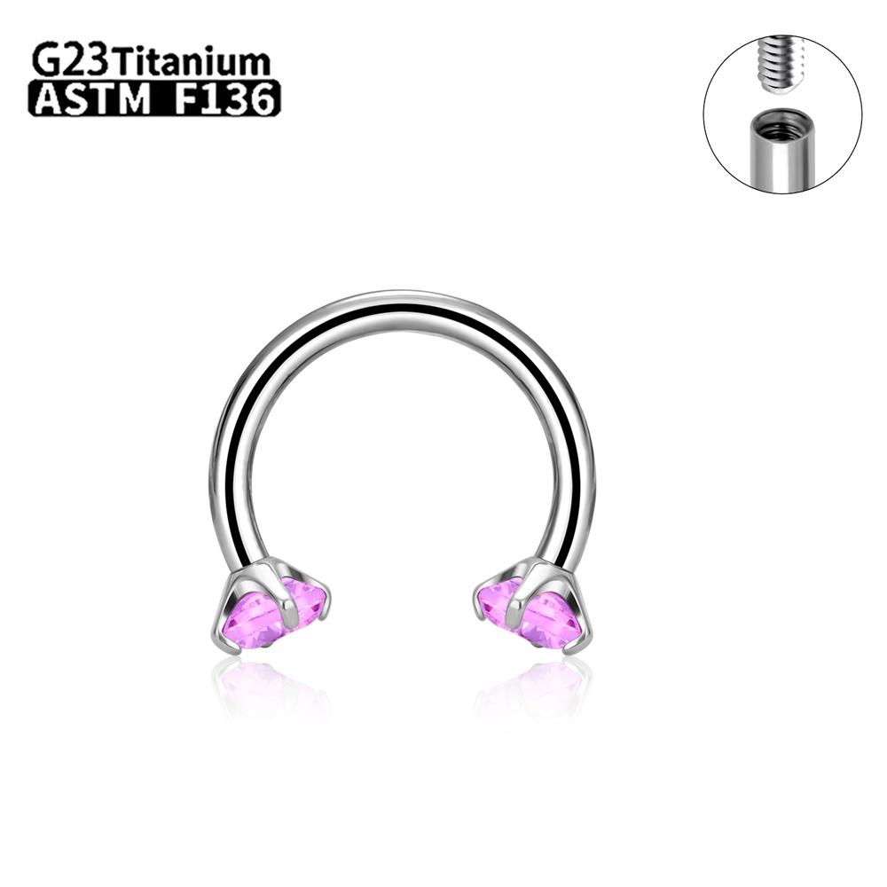 1/5/50Pcs G23 Titanium ASTM-F136 Piercings Nose Ring Internal Thread C Rod Zircon Body Jewelry For Women
