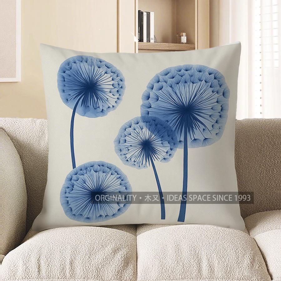 

Home Decor Blue Dandelion Print Decorative Pillow Cover Pattern Cushion Cover Suitable for Sofa Bedroom Car Pillow Cover 40x40cm