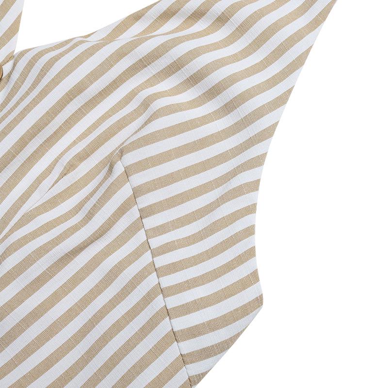 Baifen Zhiyi 2026 Halterneck Striped Jumpsuit - Casual Resort Style with Waist-Cinching Design