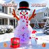 7FT/2.1M Inflatable Snowman Set with Lights and Red Gift Box, Christmas Outdoor Yard Decoration