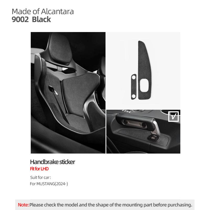 For Ford Mustang GT 2025- Made of Alcantara/Carbon Fiber Leather Handbrake Panel Trim Sticker Car Interior Tuning Accessories