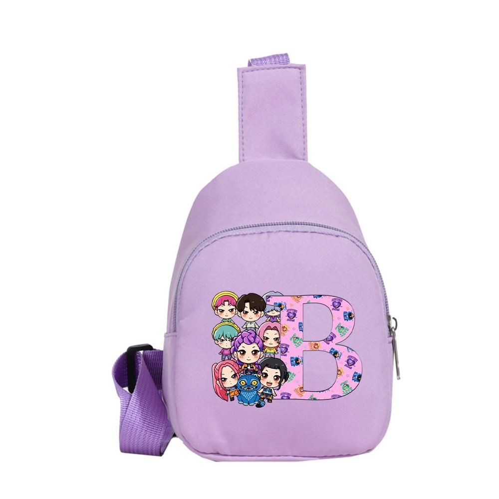 

26 English Letter K-pop Demon Hunters Kawaii Chest Pack for Boy Girl Anime Cartoon Shoulder Bag Students Portable Crossbody Pouch chest bag Kid Gift