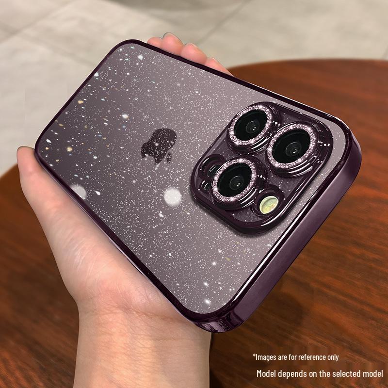 Compatible Glitter Lens Film Phone Case for Apple 17 Pro Max & 16 Pro with Electroplated TPU Full Coverage & Drop Protection