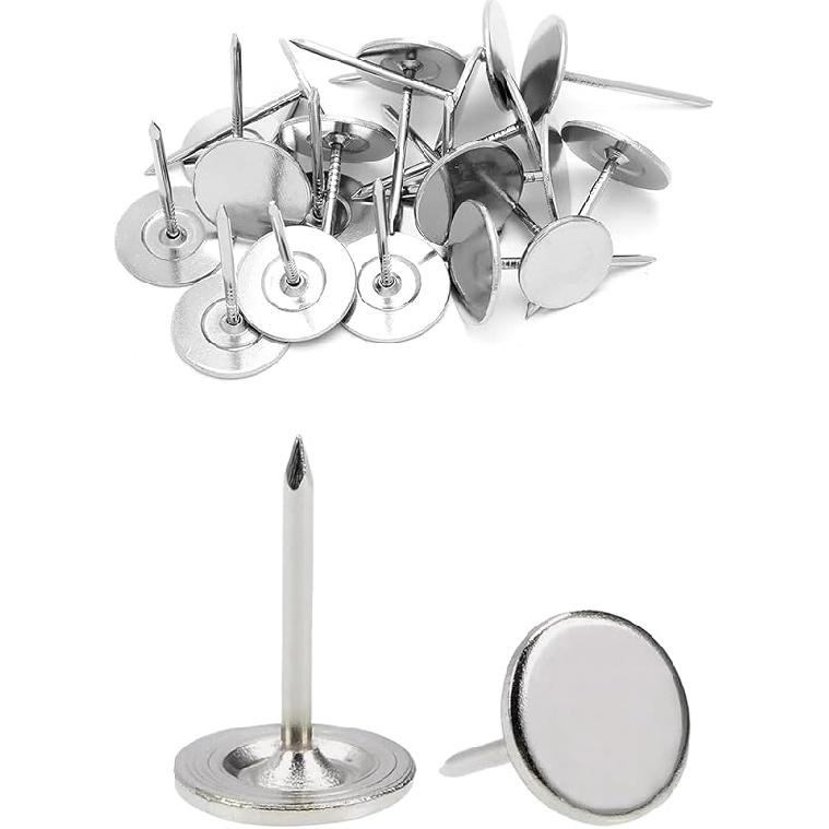 Silver Heavy Duty Thumb Tacks, Extra Long Push P for Upholstery, Carpets, and Wood Surfaces, 100Pcs