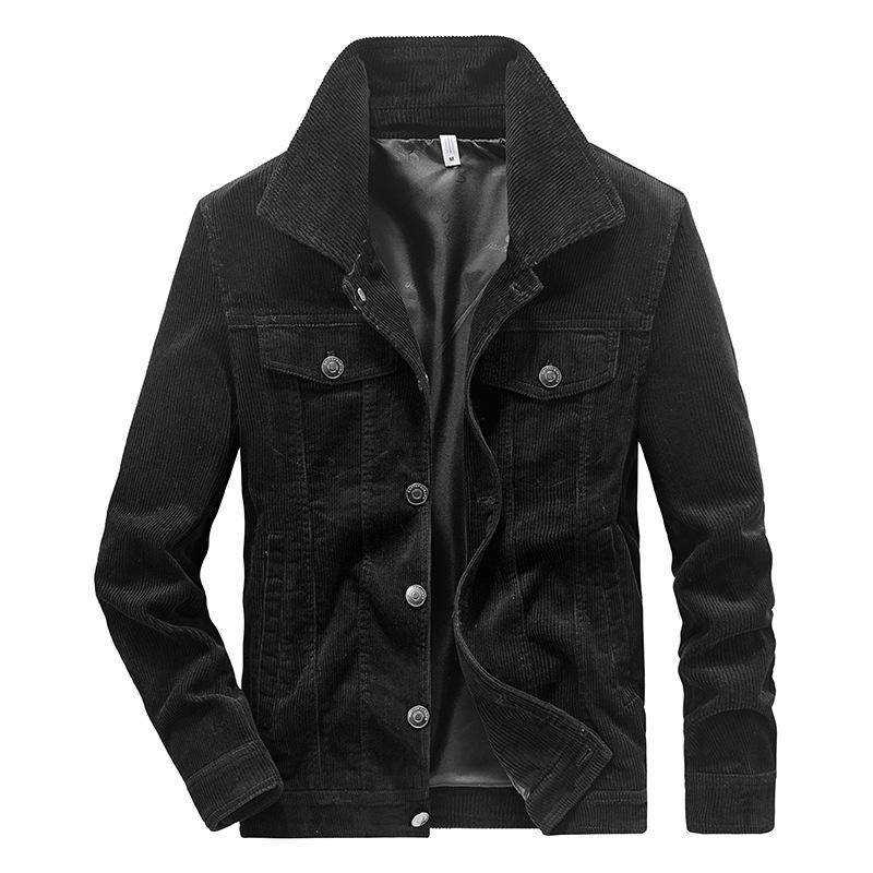 

Весенняя и осенняя куртка мужская тонкая вельветовая куртка новая ретро-куртка из чистого хлопка 4XL чёрный