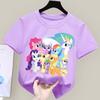 My Little Pony T-shirt for Children Cartoon Partern Tee Top New Boys Girls Round Collar Clothes Kids Anime Cotton Clothing Gift