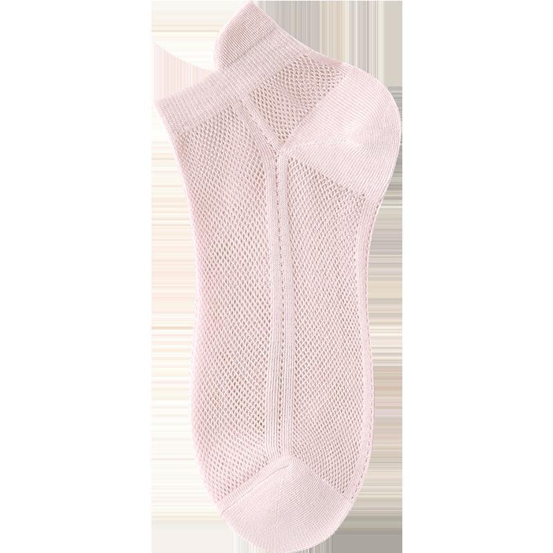 Girls' Summer Thin Breathable Mesh Antibacterial Short Socks - Sweet Solid Colors