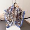 Women's Imitation Silk Square Scarf Soft Satin Lattice Print Wrap Foulard Neckerchief Bandanas Hair Skinny Tie Scarves Shawls