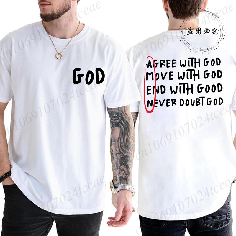 Letní pánská trička Pohodlná s kulatým výstřihem Krátký rukáv Ležérní tričko Křesťanský Ježíš Biblický verš Potisk Pánská módní trička