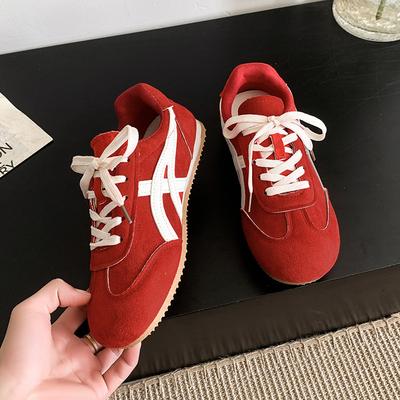 Retro anti-velvet Duitse trainingsschoenen, comfortabele en lichtgewicht casual schoenen met platte zool, enkelschoenen, kleine witte schoenen, ademend en dun