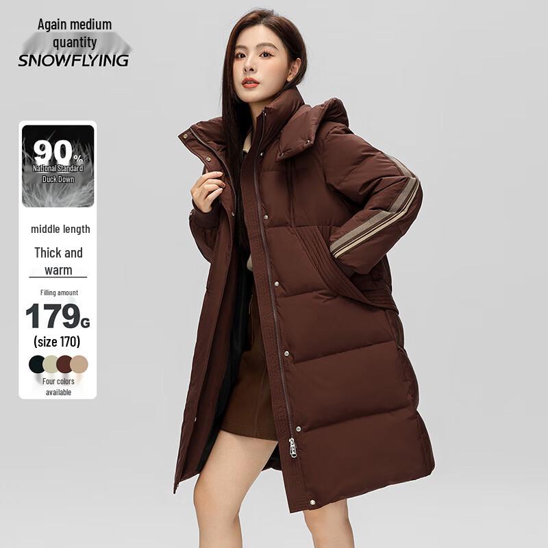 

XueZhongFei Women s Versatile Detachable Hood Down Jacket X301420424F XS 155/80A