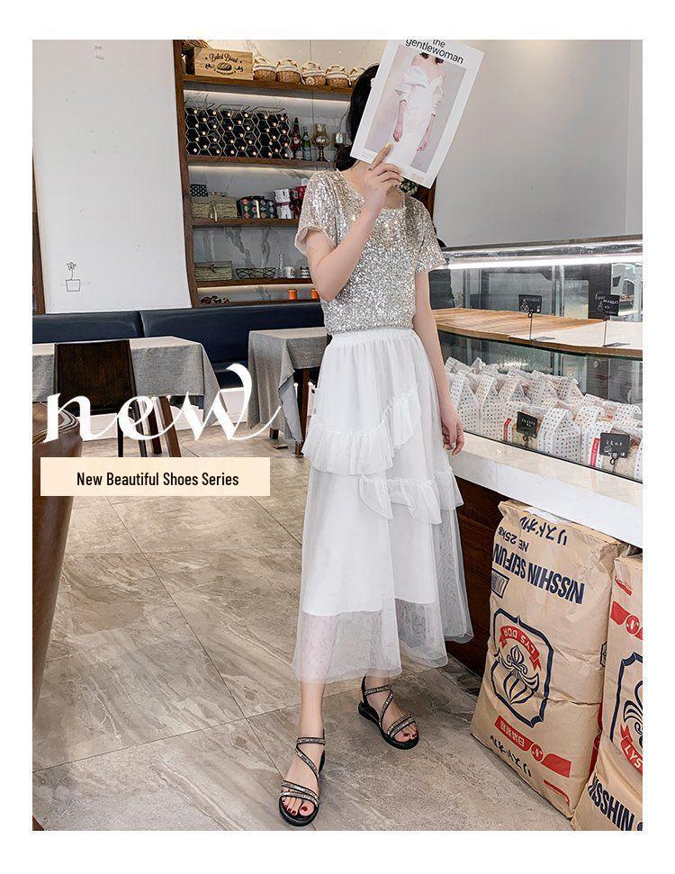 2025 Women’s Roman-Style Rhinestone Sandals - Casual, Korean-Inspired Summer Flats, Non-Slip & Versatile Fashion