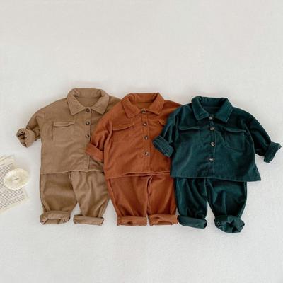Conjunto Cardigã de Veludo Cotelê com Lapela e Calças para Bebês e Crianças Pequenas Primavera/Outono 2025