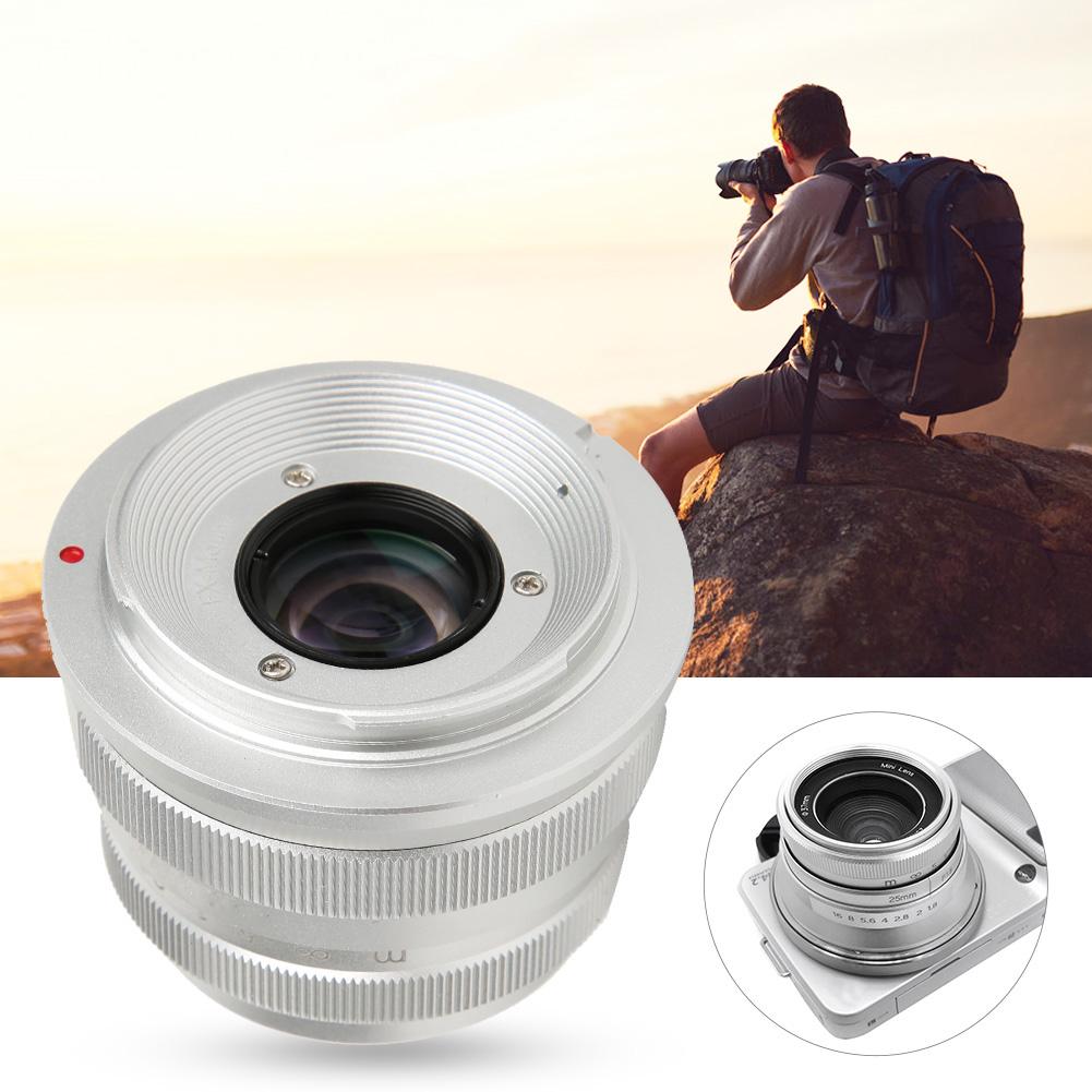 NEWYI 25mm F1.8 Mark II Szkło Optyczne Srebrny Duży Otwór Przysłony Stałoogniskowy Manualny Krajobraz Humanistyczny