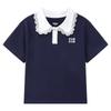 Girls' Lace Trim Colorblock Pique Polo Shirt