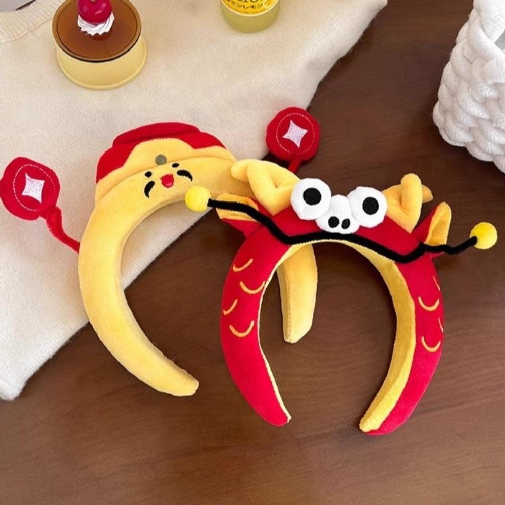 Cartoon Funny Hair Hoop God of Wealth Face Washing Hair Hoop New Year Plush Headband Children