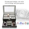 Double Layer PU Lther Wood Watch Holder, Watch Display Case Jewelry  Storage Box, Wristwatch Display Case for Rings rrings Bracelet Necklace 11.8 X 8.