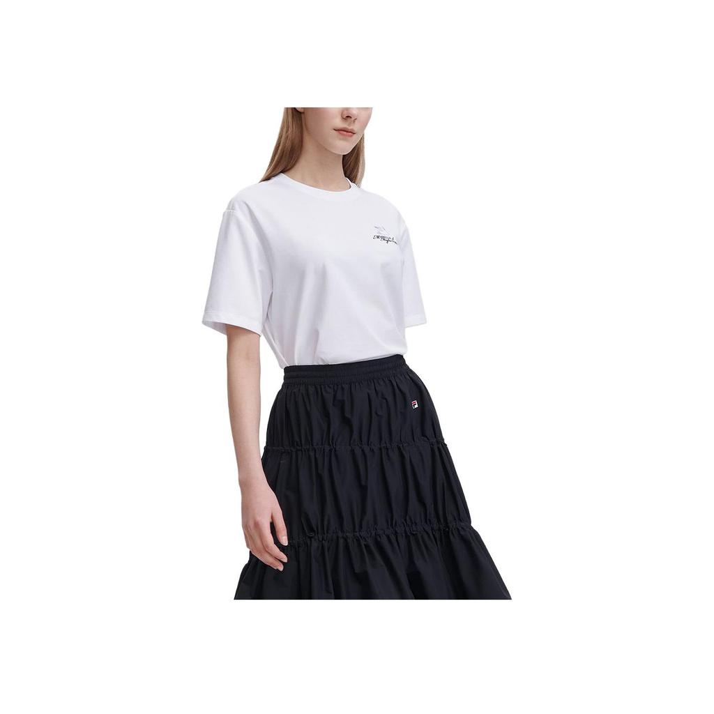 New FILA Drop Shoulder Sleeve T Shirt Women's Standard White F11W328113F-WT