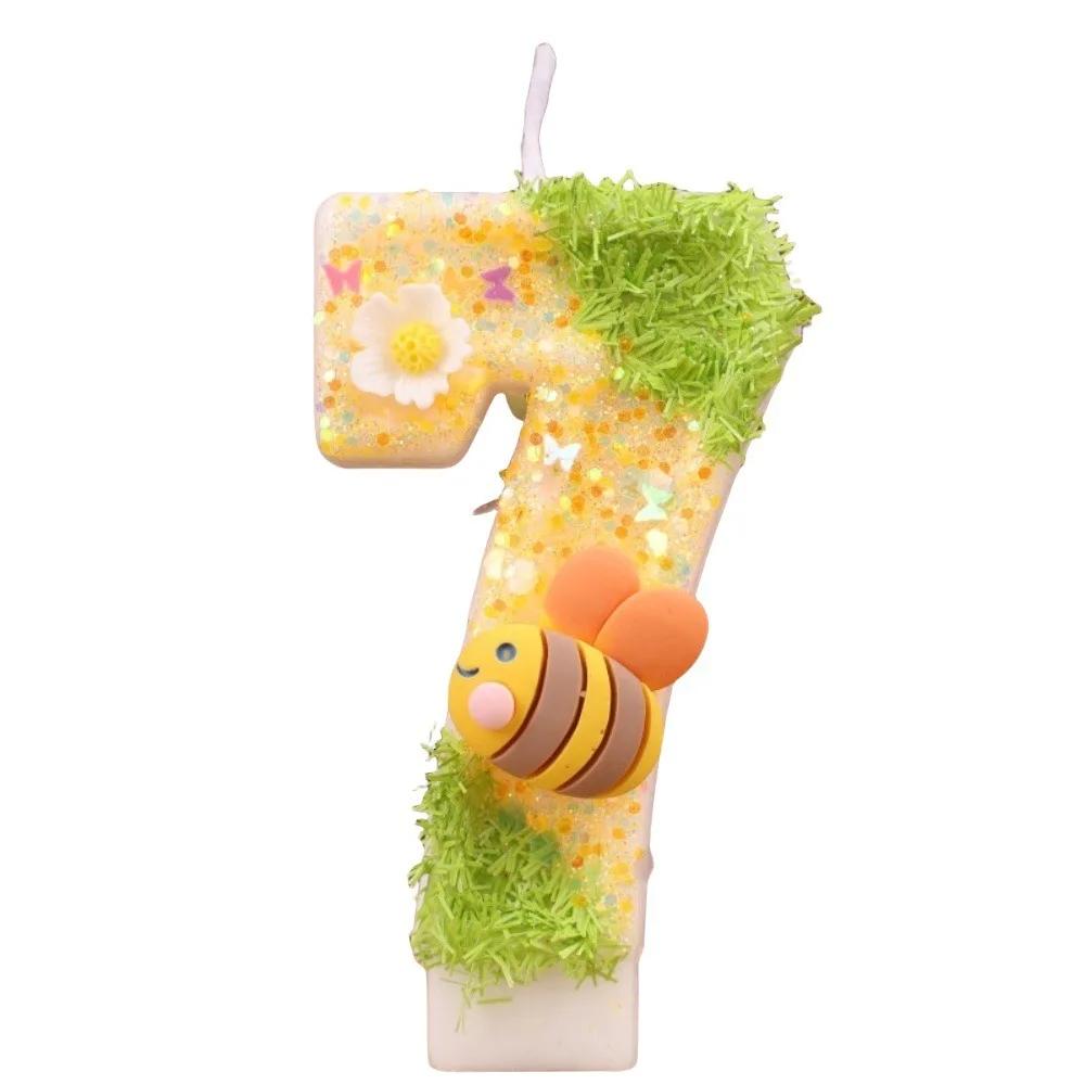 Bee Digital Candle Super Sequin Birthday Cake Plugin Festive Atmosphere Color Matching Candle