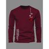 Herren langärmliges rundhalsiges lockeres lässiges T-Shirt-Oberteil mit Rosen-Buchstaben-Aufdruck für Frühling und Herbst, vielseitig