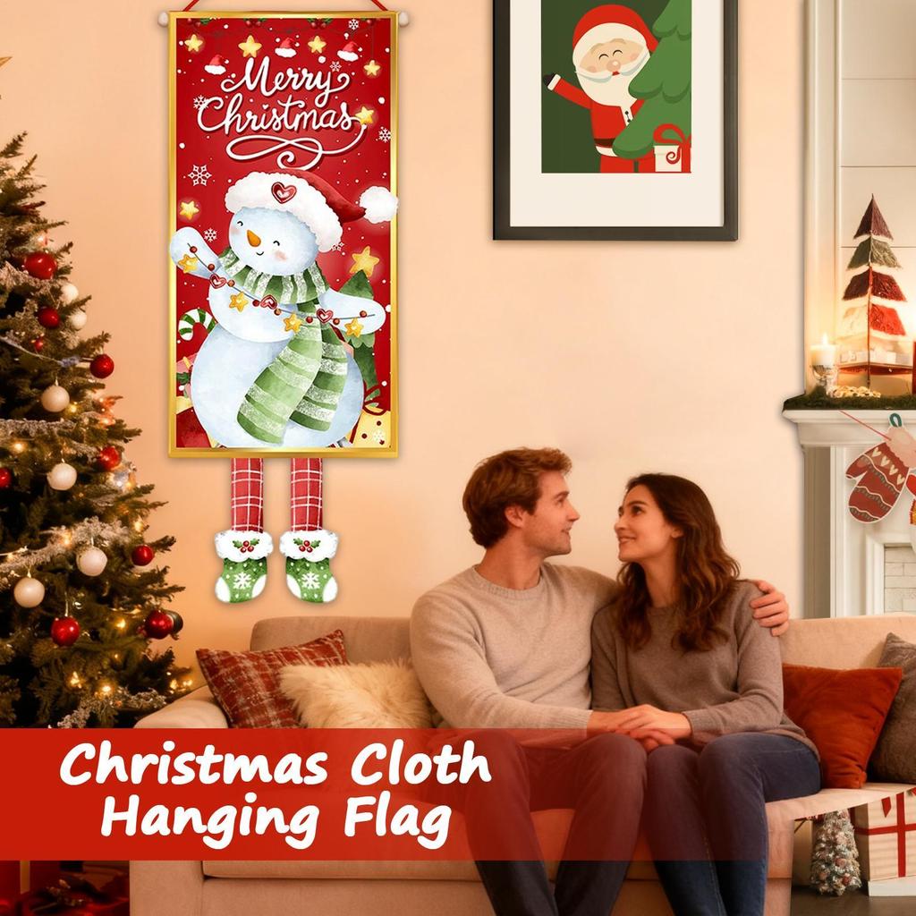 Christmas Door Cover Sign Party Supplies Snowman Photography Background Decoration For Home Kitchen Garden Patio Wall Window