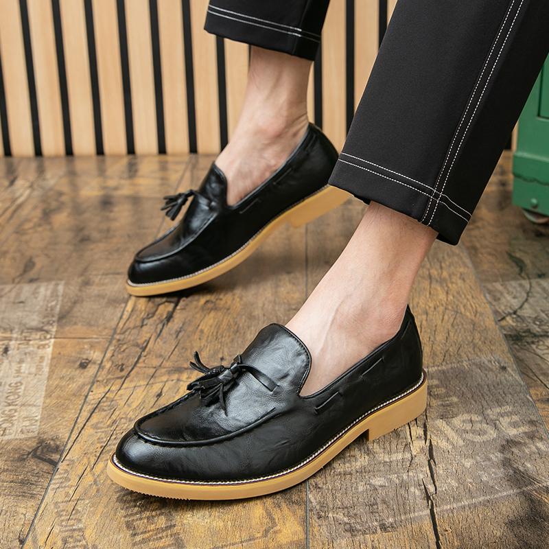 

Classic Men Loafers From The United States Men Casual Comfortable Fashionable Leather Shoes Busines Office and Travel Shoes Mes 47 чёрный