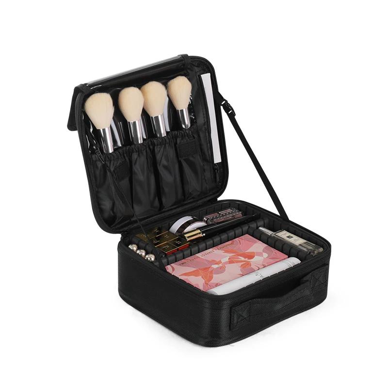 

Косметичка Кейс для визажиста Косметичка Органайзер Портативная Сумка для хранения для визажиста с регулируемыми разделителями чёрный