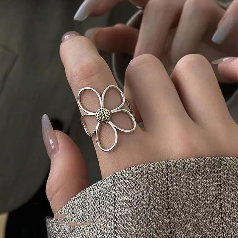 Checkered Ring For Men Retro Hip Hop Dropping Glue Copper Color Open Finger Ring Punk Student Jewelry Accessories Gifts