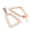 Estele Valentine Gifts For Girlfriend/Wife: 24Kt Rose Gold Tone Plated White Enamel Hexagon Danglers Earrings Girls and Women