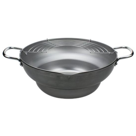 Pearl Metal Shokuzanmai Iron Stepped Tempura Pot 28cm (with strainer) H-8825