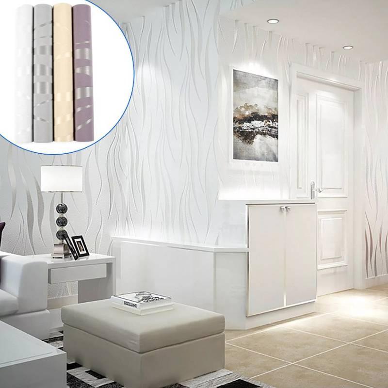 Embossed 3d Wave Stripes Wallpaper Silver Grey Non Woven Living Room Wall Decors