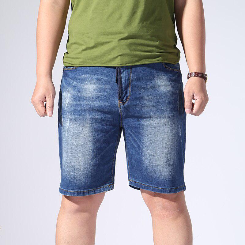 Plus Size Summer Men's Casual Denim Pant Elastic Force Loose Straight Thin Shorts Jeans Pant