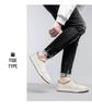 Men's Trendy Low-Top Skate Shoes: Korean Style Casual, Fashionable, Breathable Sneakers in White.