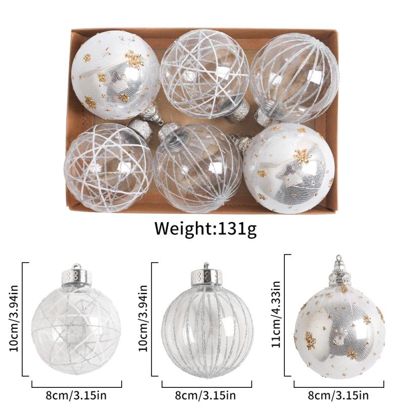 6Pcs/Box 8CM Christmas Balls Decoration Xmas Tree Hanging Ornaments for Party Home Decor New Year Navidad 2026 Gifts Accessories