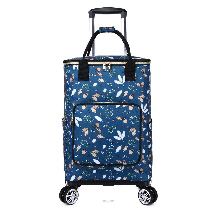 Stylish Insulated Foldable Shopping Cart with Universal Wheels