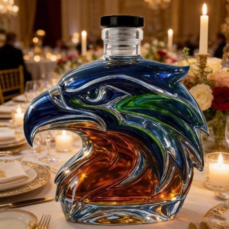 Premium Whiskeys Aerators Gift Set For Football Fan Feature Intricate Seahawk Sculpture And Durable Glass Construction