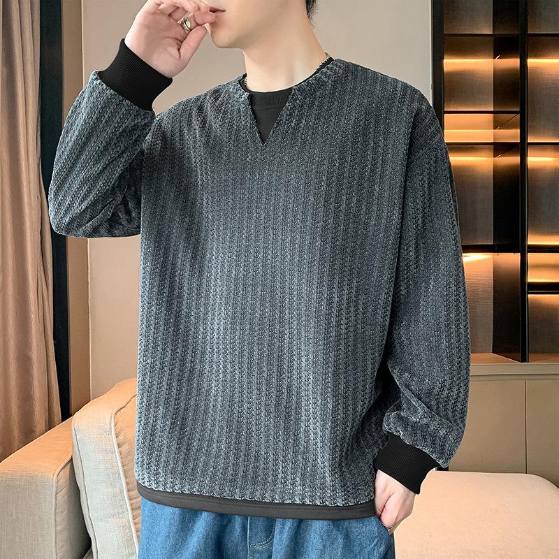 

Мужская толстовка Повседневная Универсальная Красивая Пуловер Круглый вырез Жаккардовая Футболка с длинным рукавом Толстовка Мужская L