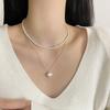 Silver Brushed Love Heart Design Clavicle Necklace For Women Light Luxury Jewelry