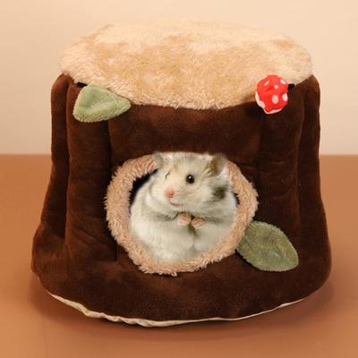 Yousheng Hamster Nest Lovely Appearance Stump Design Flannel Comfortable Squirrel Bed Hammock for Small Animals