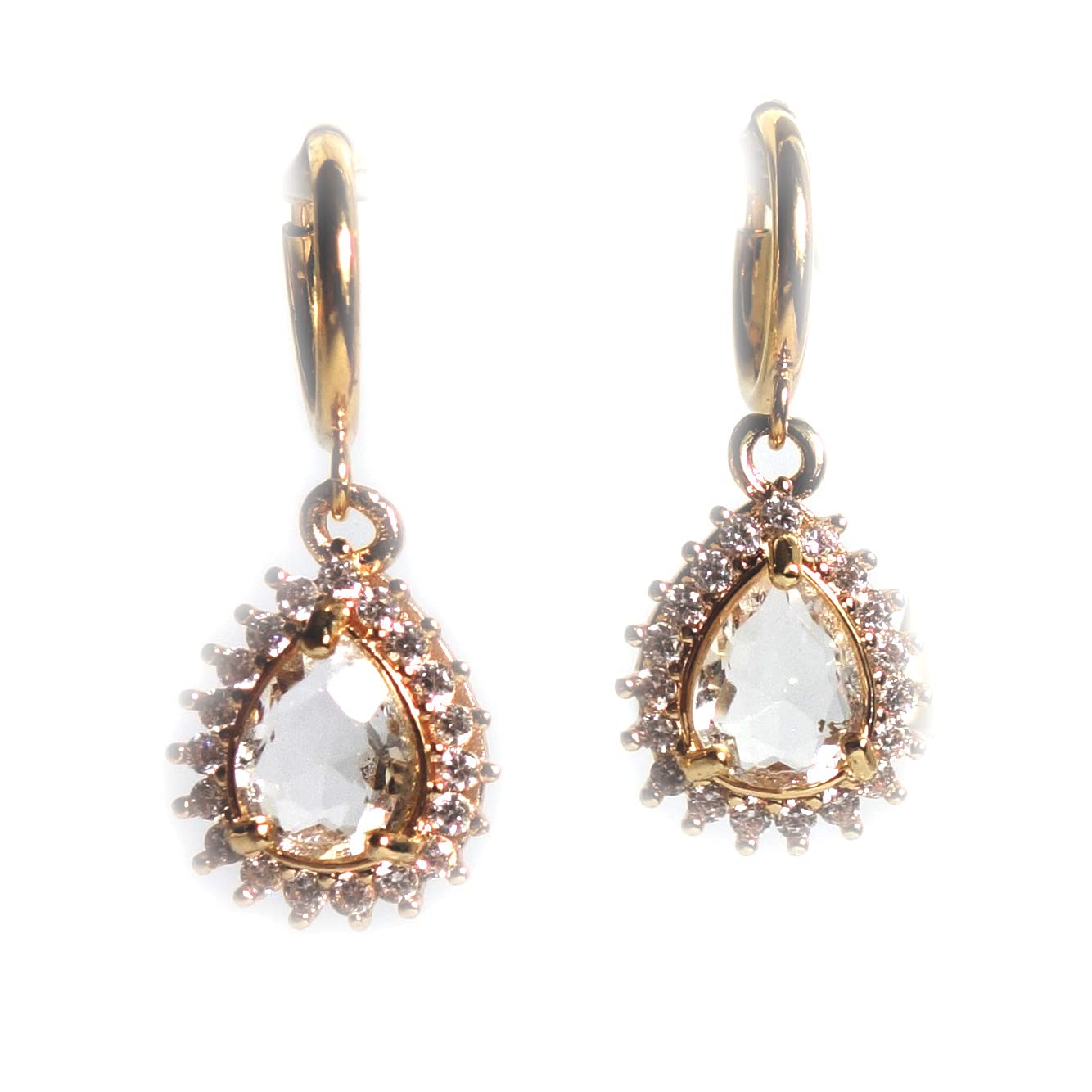 

Large cute cubic zirconia CZ hoop earrings gift (in box) (drop)