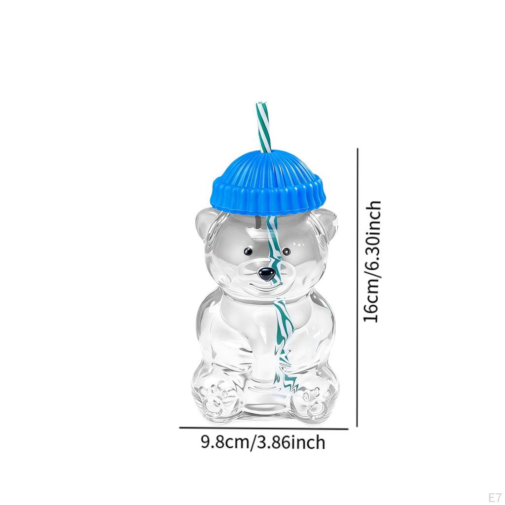 Bear Glass Cup Juice Glasses Clear Novelty Adorable Versatile Beverage Container with Lid for