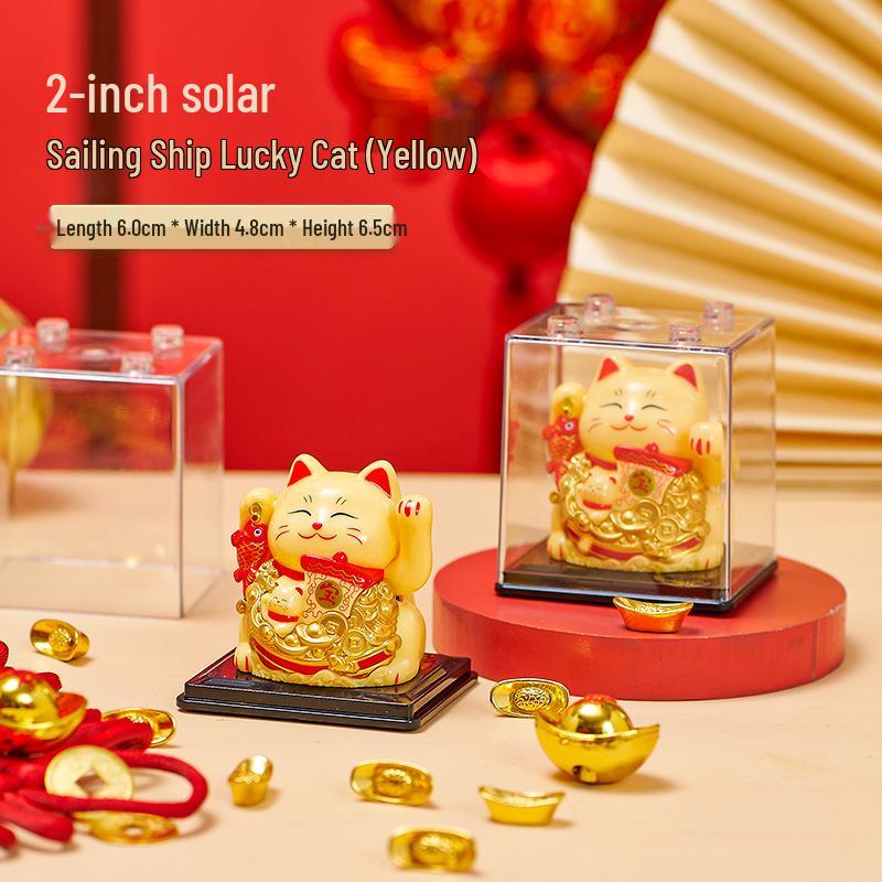 Solar Powered Waving Lucky Cat - Automatic Fortune Cat for Home, Desktop, or Car Decoration