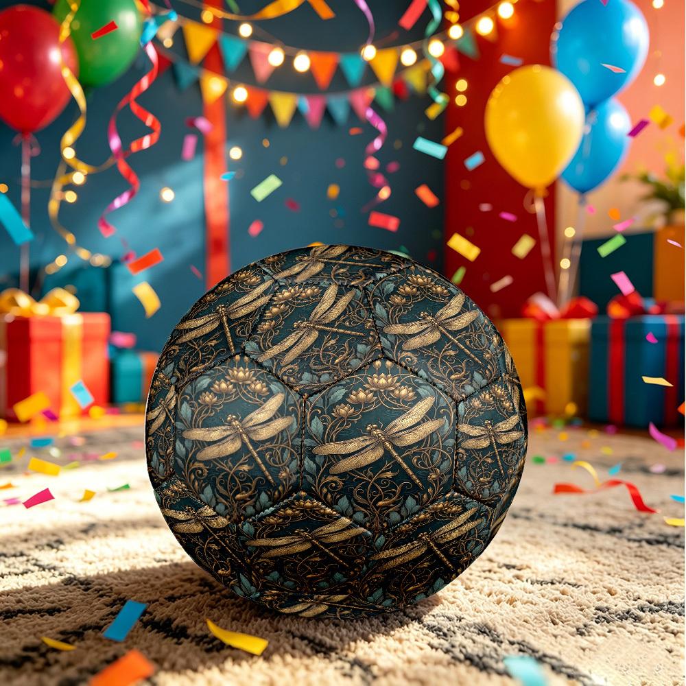 1pc Golden Dragonfly Art Theme Soccer Ball Football, Size 5, Lightweight PVC, Outdoor Training Soccer Ball,Gift c6584