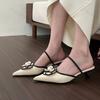 Fashion Woman Flower Pointed Toe High Heels Women Female Summer Elegant Fashion Pumps Flower Mule Slippers Women Luxury Designer Sandals