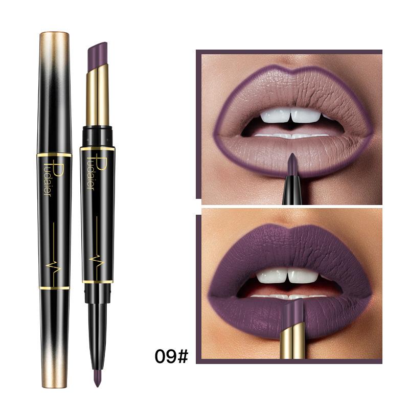 Dobbelhodet leppestift lipliner matt lipgloss 16 farger leppestift