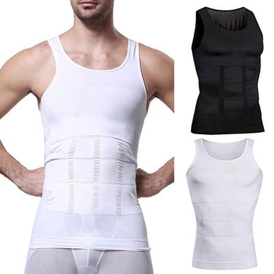 Hombres Fajas Chaleco Compresión Adelgazar Control De La Barriga Sin Mangas Elástico Suave Absorción Del Sudor Transpirable Color Sólido Hombres Gimnasio Camiseta Sin Mangas