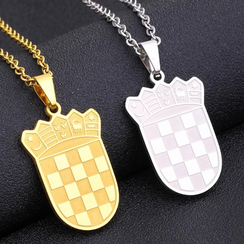 Croatia Map Pendant Necklace Fashionable Croatian Flag Neckchains Adjustable Ethnic Collarbone Chains Couple Jewelry