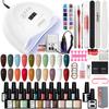 PHOENIXY Gel Nail Starter Kit 20 Colors Gel Nail Polish and 80W UV LED Lamp Nail Dryer Top Base coat Nail Art Tool Set