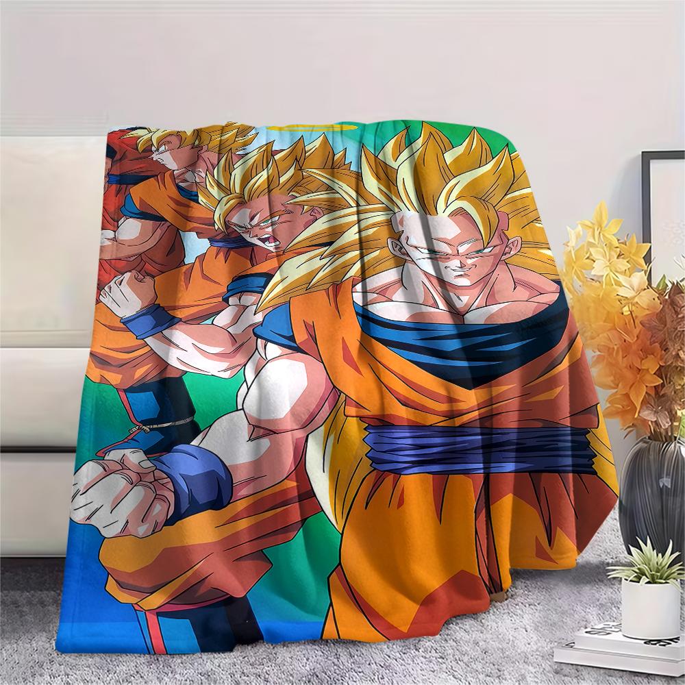 Coperta in Flanella con Stampa Personaggi Dragon Ball, Alta qualità Confortevole per Tutte le Stagioni, Arredamento per la Casa, Calore e Comfort, Perfetta per Regali di Natale